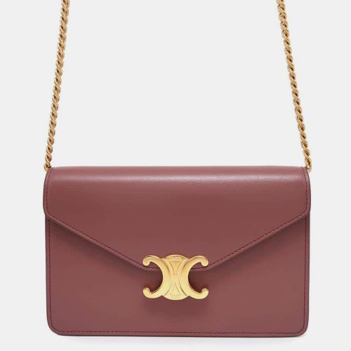 Celine Vintage Rose Shiny Calf Leather Triomphe Chain Shoulder Bag - Celine - Modalova