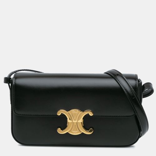 Celine Black Leather Triomphe Claude Shoulder Bag - Celine - Modalova