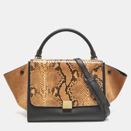 Celine Orange/Black Python, Leather and Suede Medium Trapeze Top Handle Bag - Celine - Modalova