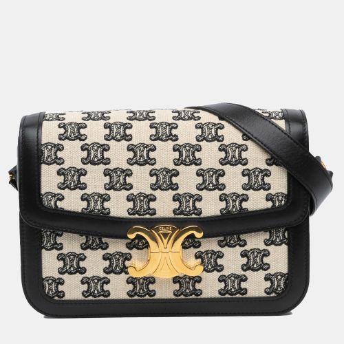 White Embroidered Canvas Triomphe Crossbody - Celine - Modalova