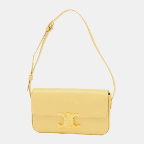 Yellow Calfskin Triomphe Claude Shoulder Bag - Celine - Modalova