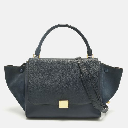 Celine Navy Blue Leather and Suede Medium Trapeze Top Handle Bag - Celine - Modalova