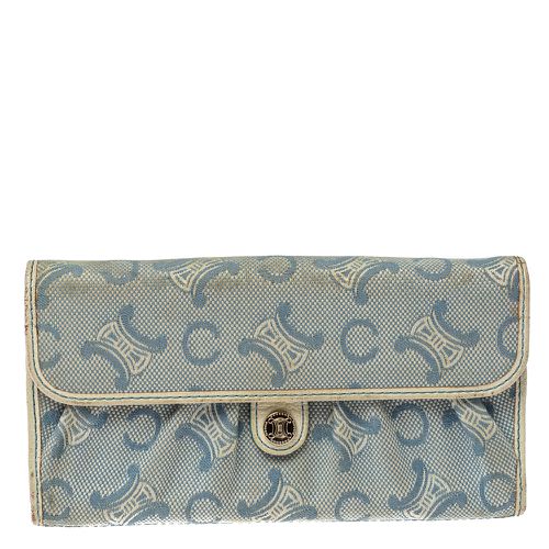 Celine Blue Macadam Denim and Leather Trim Continental Wallet - Celine - Modalova