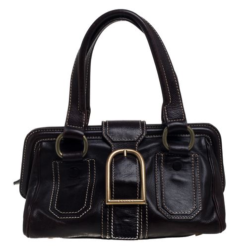 Celine Brown Leather Buckle Satchel - Celine - Modalova