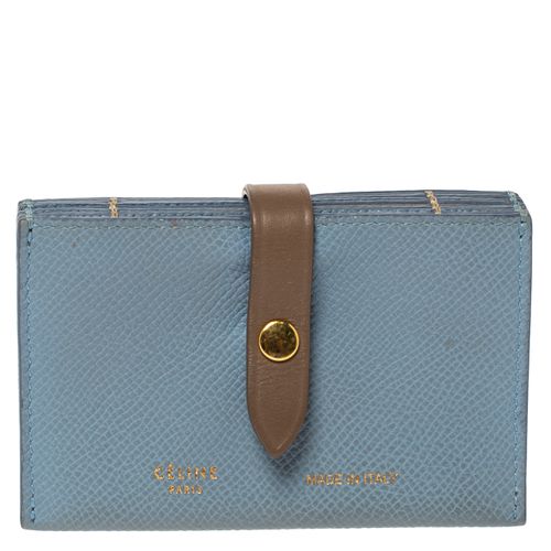 Celine Dusty Blue Grained Leather Accordeon Card Holder - Celine - Modalova