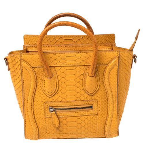 Celine Yellow Python Nano Luggage Tote - Celine - Modalova