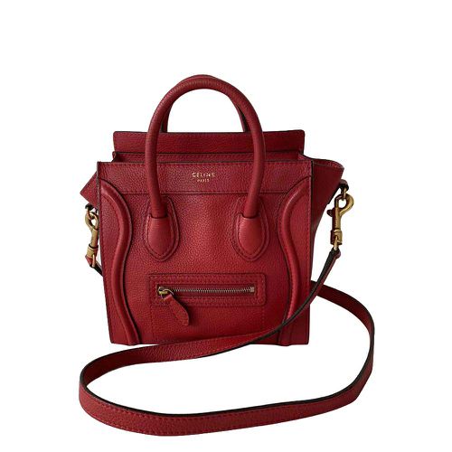 Celine Red Leather Nano Luggage Tote Bag - Celine - Modalova