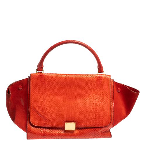 Céline Red Python and Suede Medium Trapeze Top Handle Bag - Celine - Modalova