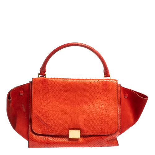 Trapeze Python Leather and Suede Top Handle Bag - Celine - Modalova