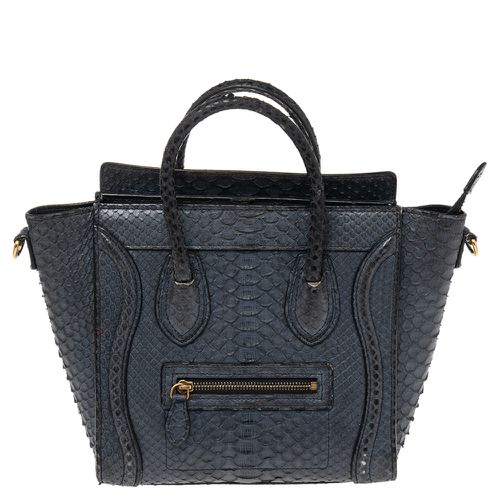 Céline Navy Blue Python Nano Luggage Tote - Celine - Modalova