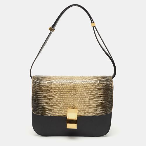 Celine Black/Yellow Lizard and Leather Medium Classic Box Bag - Celine - Modalova