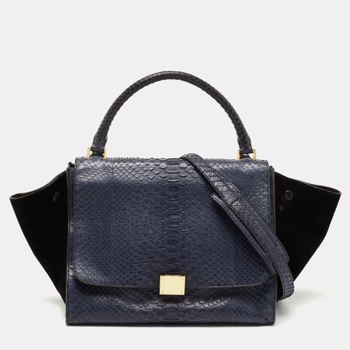 Celine Blue/Black Python and Suede Medium Trapeze Tote - Celine - Modalova