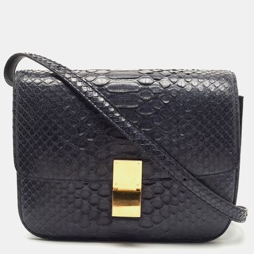 Celine Navy Blue Python Medium Classic Box Shoulder Bag - Celine - Modalova