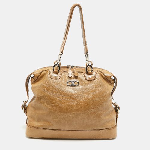 Celine Beige Crinkled Patent Leather Macadam Logo Bag - Celine - Modalova