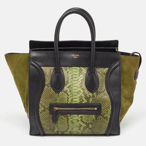 Celine Black/Green Python and Leather/Suede Mini Luggage Tote - Celine - Modalova