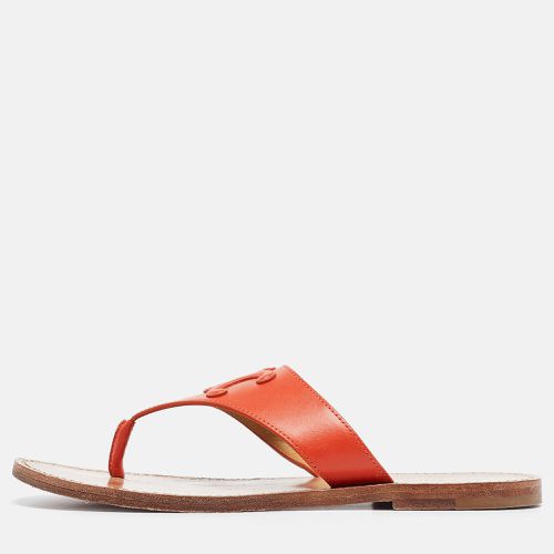 Celine Orange Leather Triomphe Thong Flats Size 37.5 - Celine - Modalova