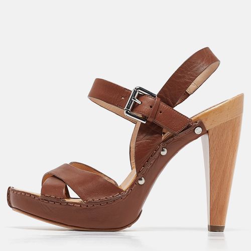 Celine Brown Leather Platform Ankle Strap Sandals Size 38 - Celine - Modalova