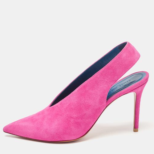 Celine Pink Suede V Neck Slingback Pumps Size 38 - Celine - Modalova