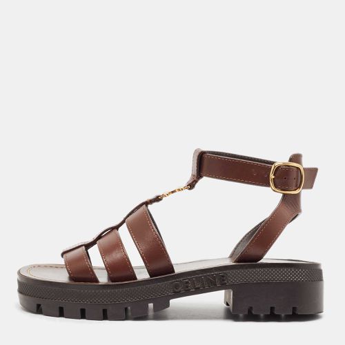 Celine Brown Leather Clea Triomphe Sandals Size 34 - Celine - Modalova