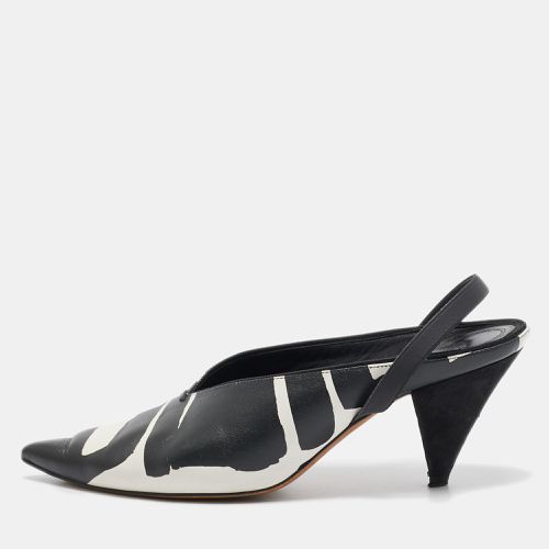 Celine Black/White Leather Pointed Toe Slingback Pumps Size 37.5 - Celine - Modalova