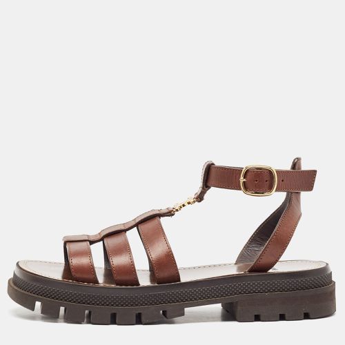 Celine Brown Leather Triomphe Flat Sandals Size 38 - Celine - Modalova