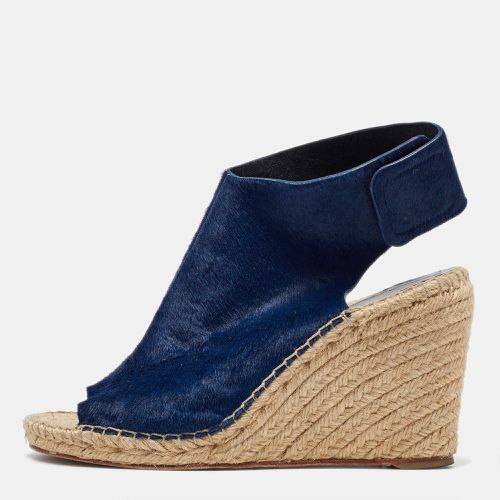 Celine Blue Calf Hair Open Toe Espadrille Wedge Sandals Size 40 - Celine - Modalova