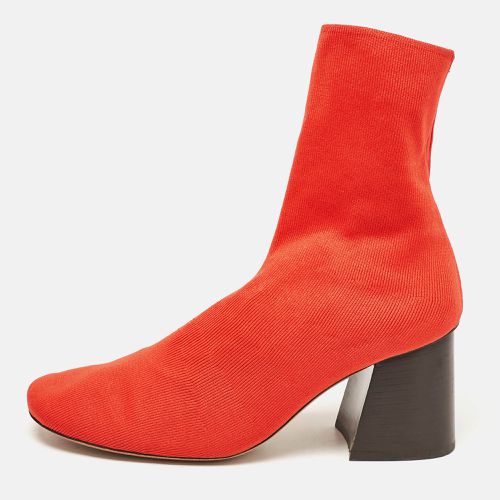 Celine Orange Stretch Knit Fabric Sock Block Heel Ankle Boots Size 39.5 - Celine - Modalova