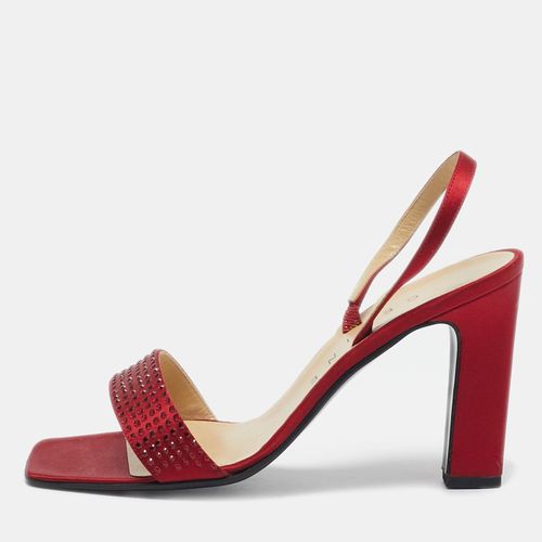 Celine Red Satin Crystal Embellished Slingback Sandals Size 37 - Celine - Modalova