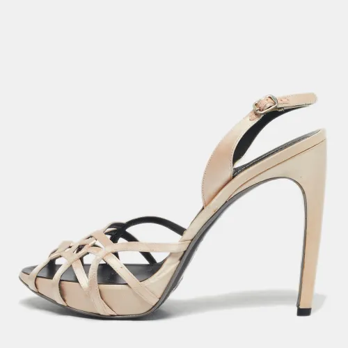Celine Cream Satin Ankle Strap Sandals Size 40 - Celine - Modalova