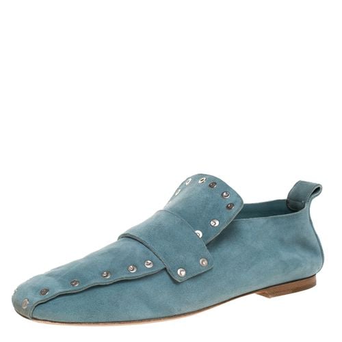 Celine Blue Suede Studded Slip On Loafers Size 39 - Celine - Modalova