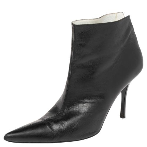 Celine Black Leather Pointed Toe Ankle Boots Size 37.5 - Celine - Modalova