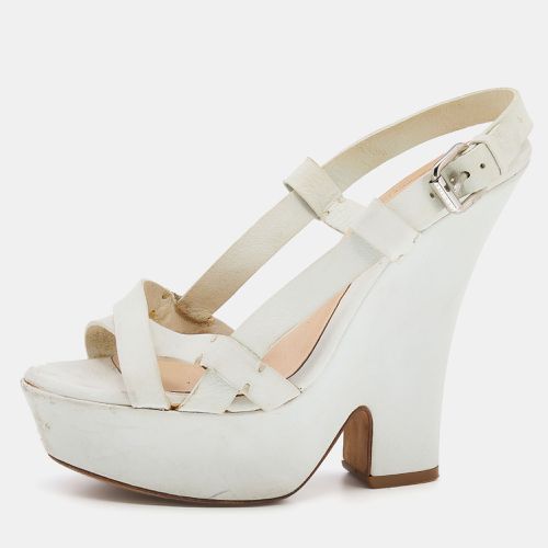 Celine White Leather Strappy Platform Sandals Size 37 - Celine - Modalova