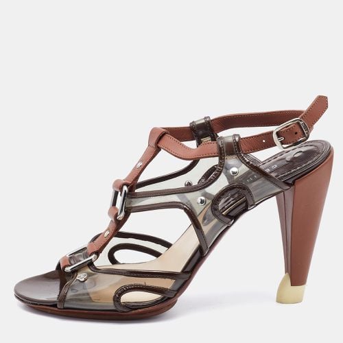 Celine Brown Leather and PVC Caged Studded Ankle Strap Sandals Size 37.5 - Celine - Modalova