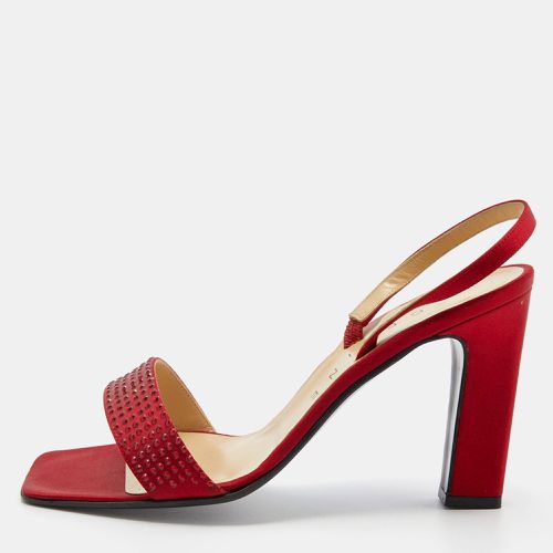 Celine Red Satin Crystal Embellished Slingback Sandals Size 37 - Celine - Modalova