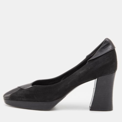 Celine Black Leather and Suede Block Heel Pumps Size 35.5 - Celine - Modalova