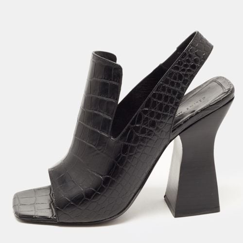 Celine Black Croc Embossed Leather Slingback Open Toe Sandals Size 38 - Celine - Modalova