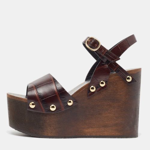 Celine Brown Alligator Wedge Ankle Strap Sandals Size 36 - Celine - Modalova