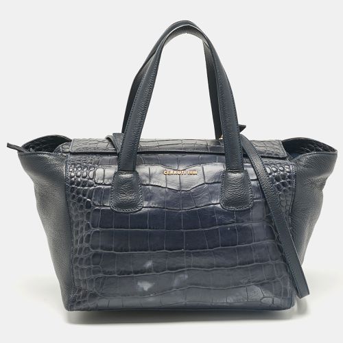 Cerruti 1881 Navy Blue Croc Embossed Faux Leather Shopper Tote - Cerruti - Modalova