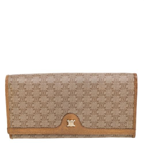 Celine Beige Macadam Coated Canvas and Leather Wallet - Celine - Modalova