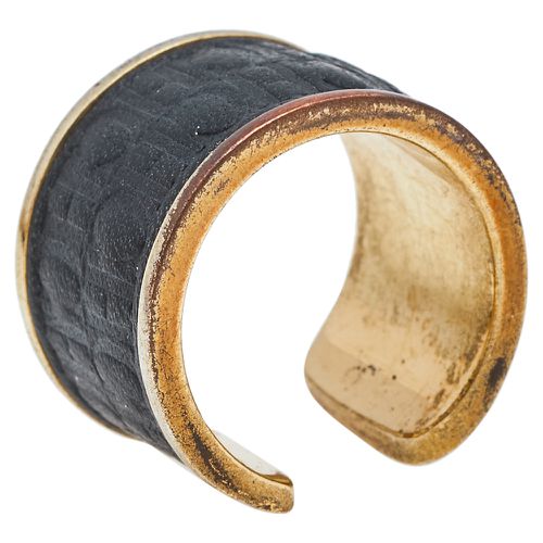 CH Carolina Herrera Black Leather Gold Tone Open Ring Size 52.5 - CH Carolina Herrera - Modalova