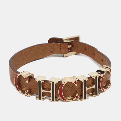 CH Carolina Herrera Brown Enameled CH Logo Brown Leather Gold Tone Bracelet - CH Carolina Herrera - Modalova