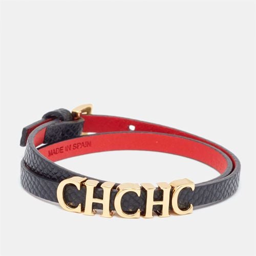 CH Carolina Herrera Black Leather Logo Double Wrap Bracelet - CH Carolina Herrera - Modalova