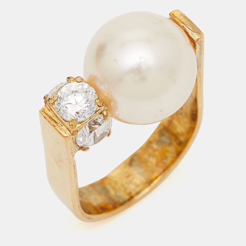 Faux Pearl Crystal Tone Ring Size 52 - Carolina Herrera - Modalova