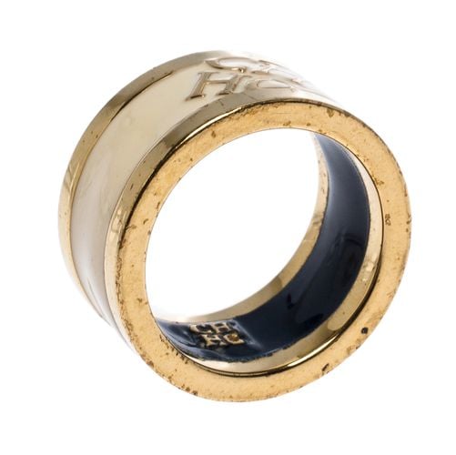 CH Carolina Herrera Cream Enamel Gold Tone Band Ring Size 52 - CH Carolina Herrera - Modalova