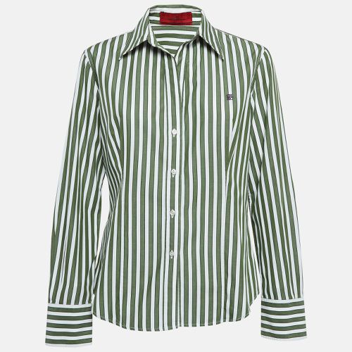 CH Carolina Herrera Green Striped Cotton Button Front Shirt L - CH Carolina Herrera - Modalova