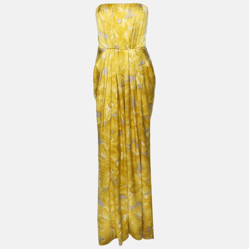 CH Carolina Herrera Yellow Printed Silk Strapelss Long Dress S - CH Carolina Herrera - Modalova