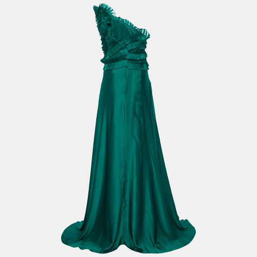 CH Carolina Herrera Green Silk Ruffled One Shoulder Gown M - CH Carolina Herrera - Modalova