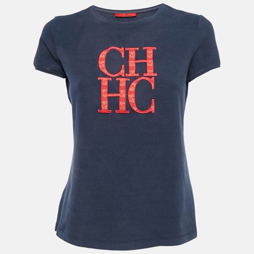 CH Carolina Herrera Navy Blue Logo Embroidered Cotton T-Shirt M - CH Carolina Herrera - Modalova