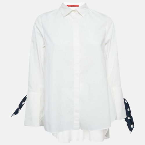 CH Carolina Herrera White Cotton Polka Dot Cuff Tie-Up Shirt S - CH Carolina Herrera - Modalova