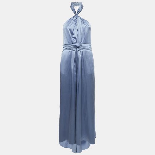 Silk Halter Neck Pleated Maxi Dress M - CH Carolina Herrera - Modalova